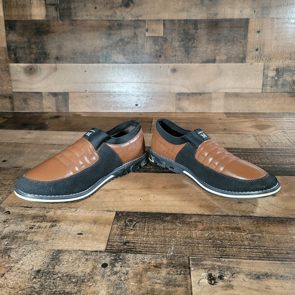 Mens Fashion M Business Casual Slip on Brown/Black Shoes Size EUR 45 US12